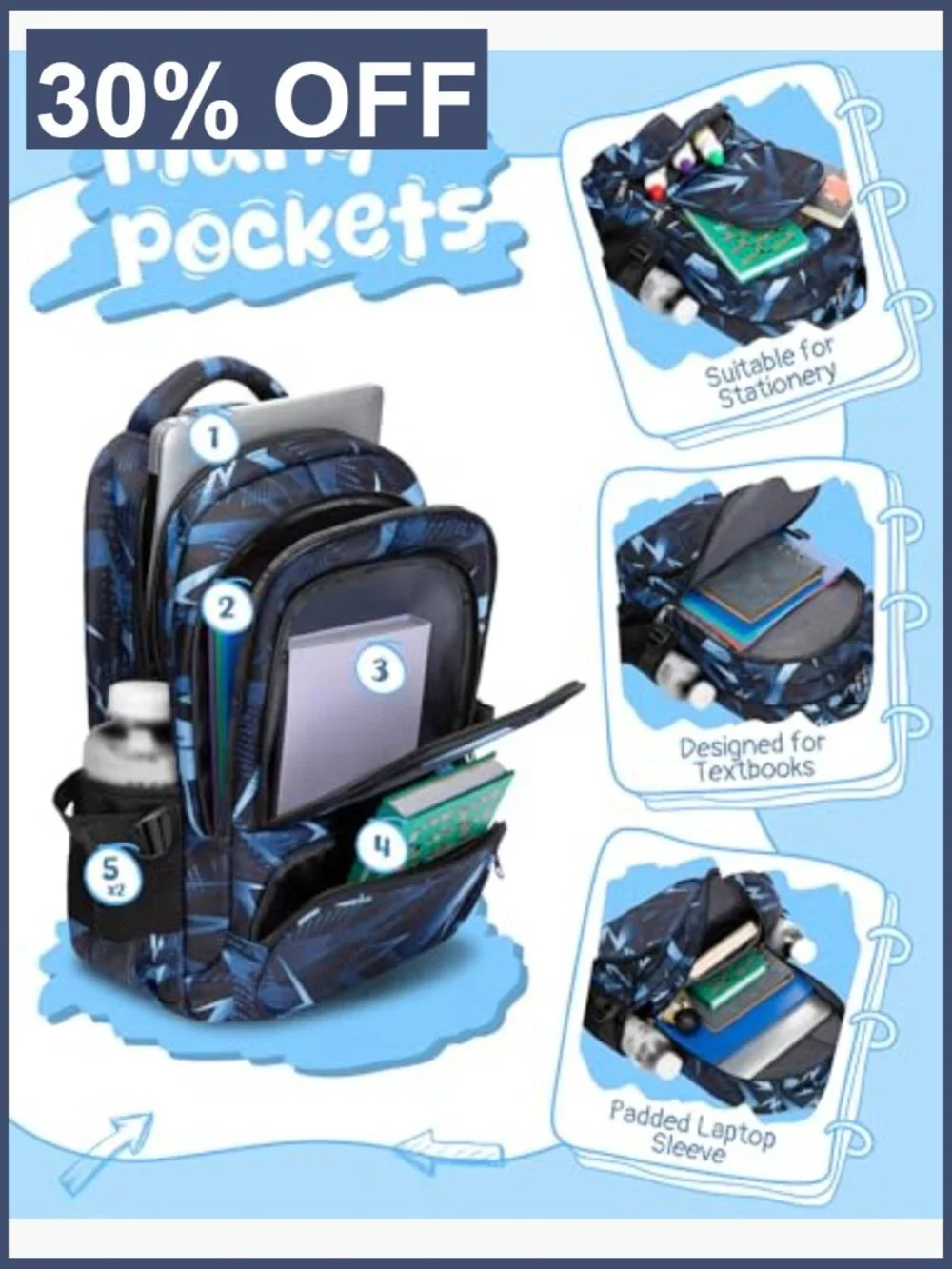 Kids School Backpack with Laptop Compartment for Elementary Middle School